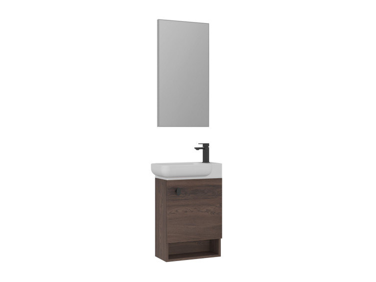 Conjunto de mueble con lavabo y espejo (2 piezas) «Begonya 55» - 53 x 33 x 75 cm - Nogal