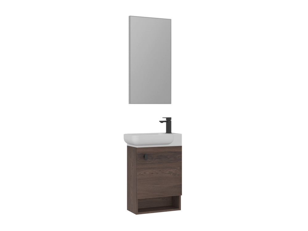 Conjunto de mueble con lavabo y espejo (2 piezas) «Begonya 55» - 53 x 33 x 75 cm - Nogal