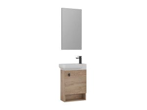 Conjunto de mueble con lavabo y espejo (2 piezas) «Begonya 55» - 53 x 33 x 75 cm - Roble