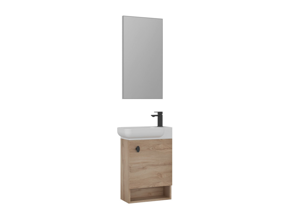 Conjunto de mueble con lavabo y espejo (2 piezas) «Begonya 55» - 53 x 33 x 75 cm - Roble