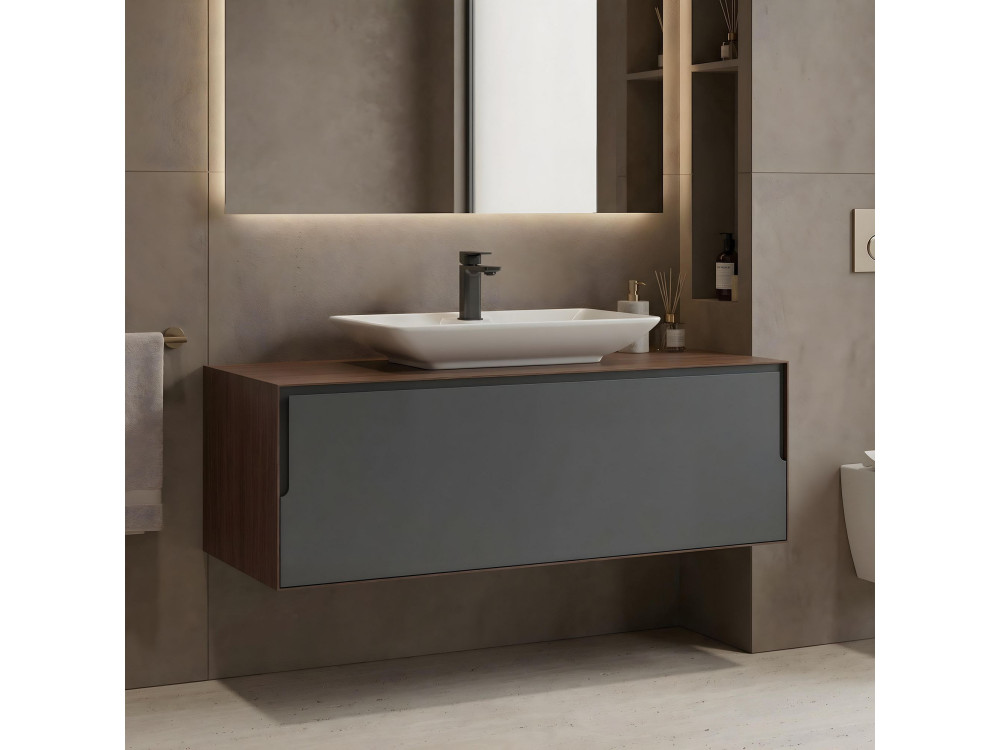 Mueble para lavabo «Craft 120» - 120 x 50 x 40 cm - Nogal / Antracita