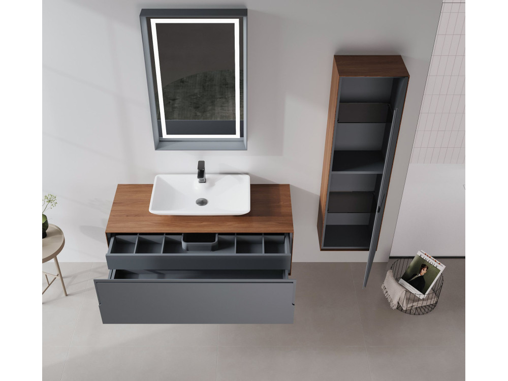 Mueble para lavabo «Craft 120» - 120 x 50 x 40 cm - Nogal / Antracita