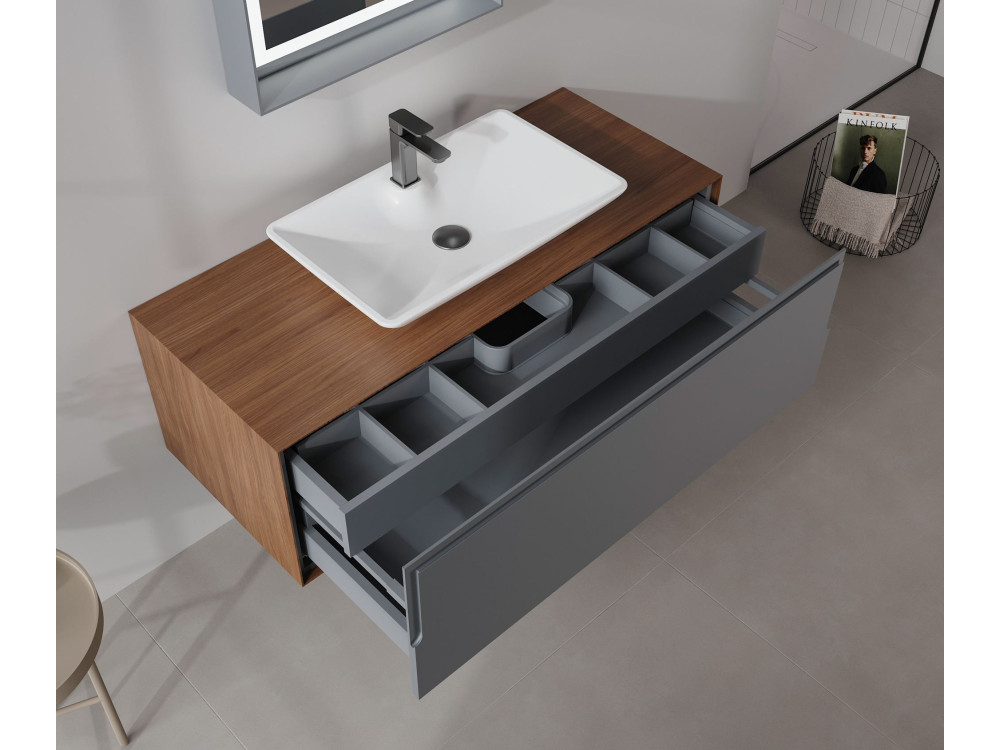 Mueble para lavabo «Craft 120» - 120 x 50 x 40 cm - Nogal / Antracita