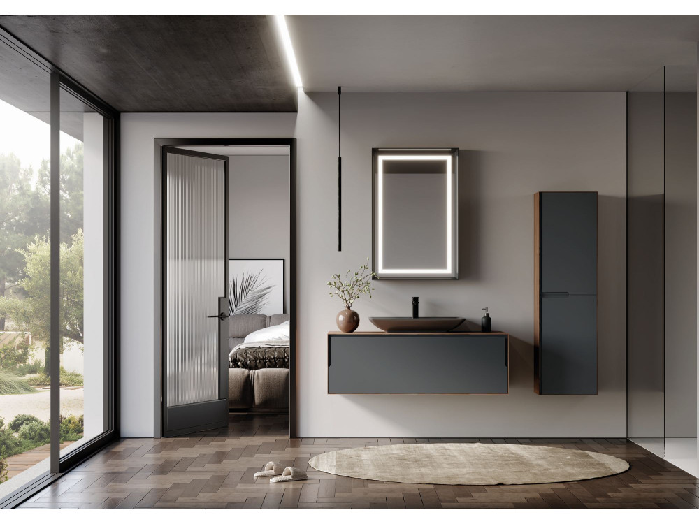 Mueble para lavabo «Craft 120» - 120 x 50 x 40 cm - Nogal / Antracita
