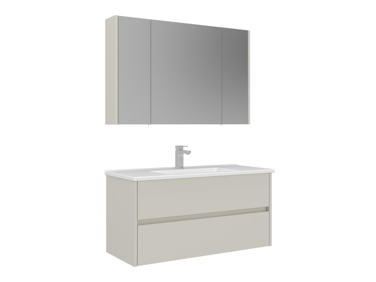 Conjunto de mueble con lavabo y espejo (2 piezas) «Arno 100» - 100 x 45 x 52 cm - Cashmere