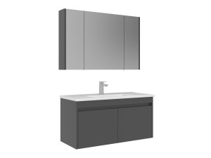 Conjunto de mueble con lavabo y espejo (2 piezas) «Arno 100» - 100 x 45 x 52 cm - Gris