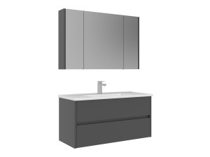 Conjunto de mueble con lavabo y espejo (2 piezas) «Arno 100» - 100 x 45 x 52 cm - Gris