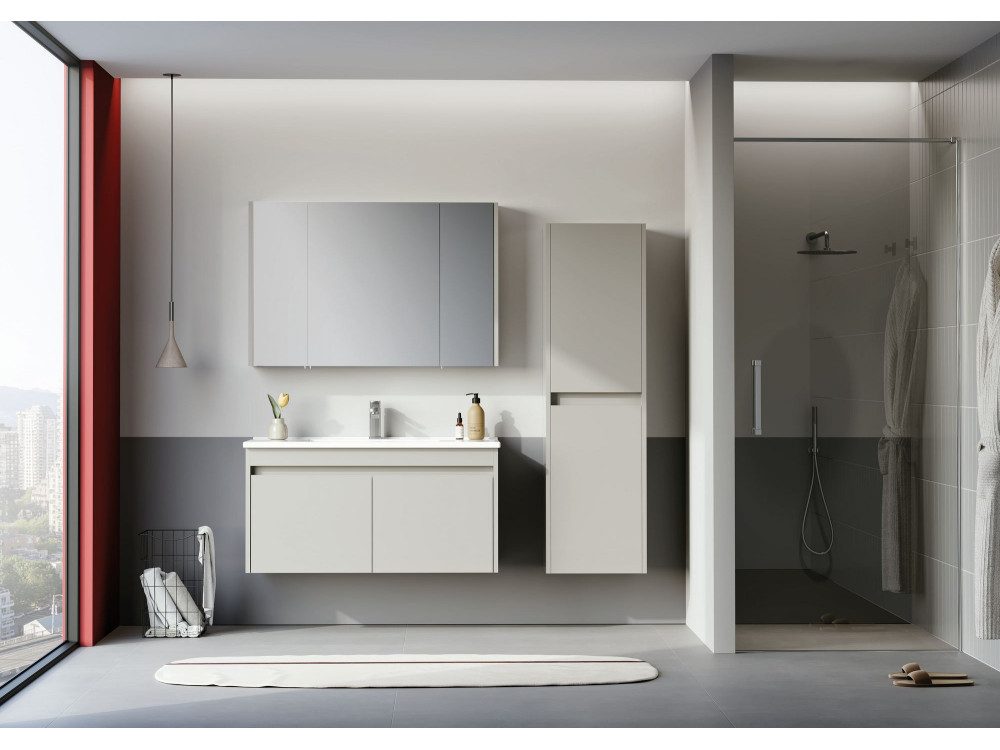 Conjunto de mueble con lavabo y espejo (2 piezas) «Arno 100» - 100 x 45 x 52 cm - Cashmere