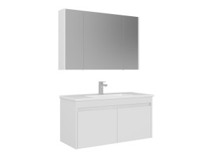Conjunto de mueble con lavabo y espejo (2 piezas) «Arno 100» - 100 x 45 x 52 cm - Blanco