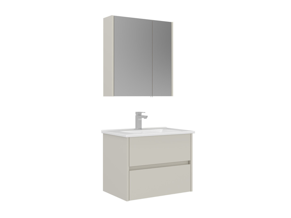 Conjunto de mueble con lavabo y espejo (2 piezas) «Arno 65» - 65 x 45 x 52 cm - Cashmere