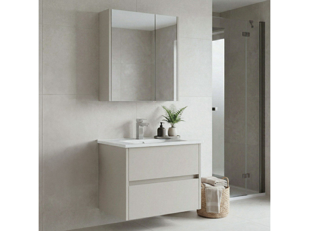 Conjunto de mueble con lavabo y espejo (2 piezas) «Arno 65» - 65 x 45 x 52 cm - Cashmere