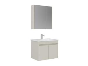 Conjunto de mueble con lavabo y espejo (2 piezas) «Arno 65» - 65 x 45 x 52 cm - Cashmere