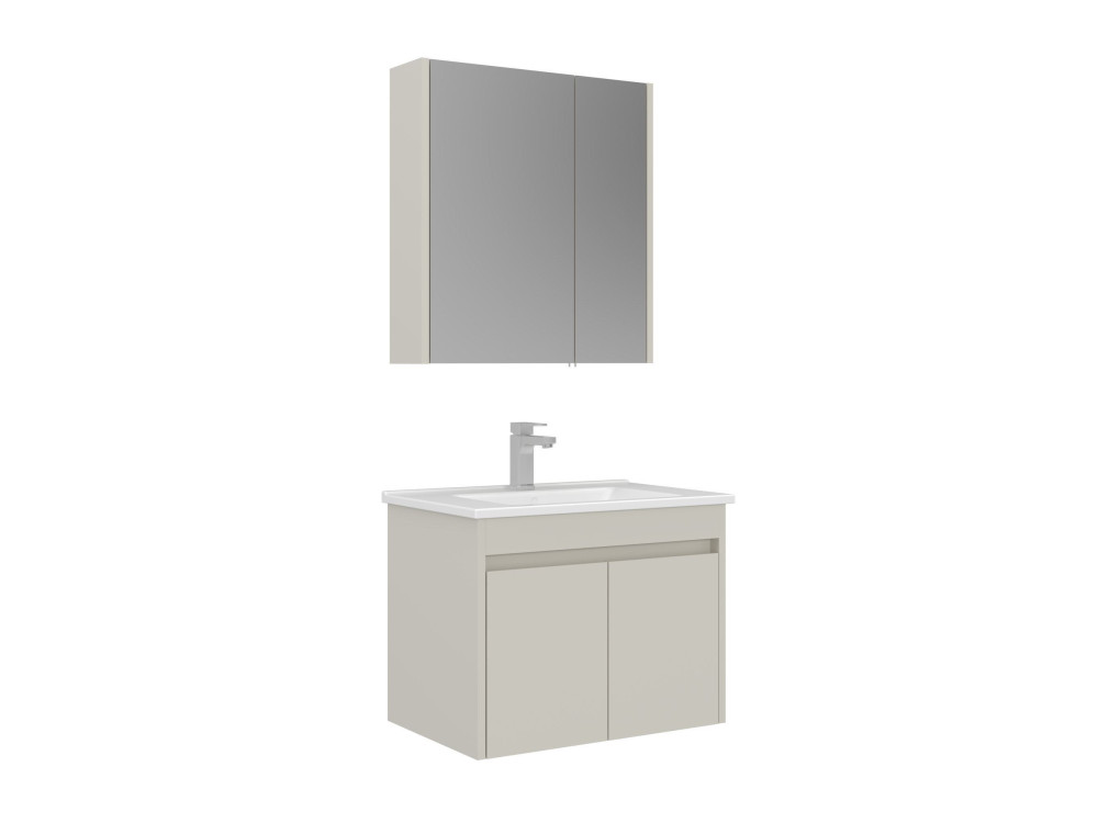 Conjunto de mueble con lavabo y espejo (2 piezas) «Arno 65» - 65 x 45 x 52 cm - Cashmere