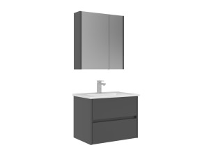 Conjunto de mueble con lavabo y espejo (2 piezas) «Arno 65» - 65 x 45 x 52 cm - Gris