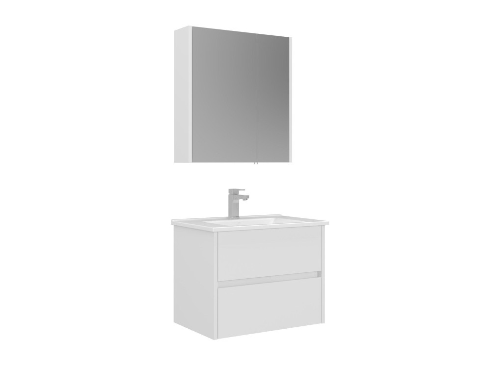 Conjunto de mueble con lavabo y espejo (2 piezas) «Arno 65» - 65 x 45 x 52 cm - Blanco