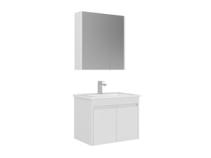 Conjunto de mueble con lavabo y espejo (2 piezas) «Arno 65» - 65 x 45 x 52 cm - Blanco