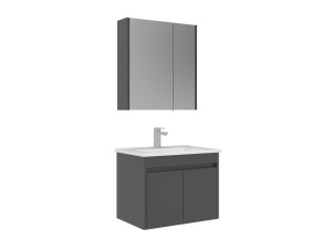 Conjunto de mueble con lavabo y espejo (2 piezas) «Arno 65» - 65 x 45 x 52 cm - Gris