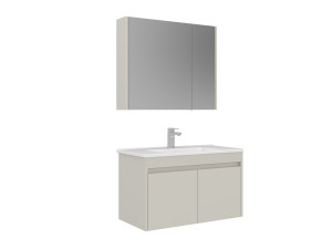 Conjunto de mueble con lavabo y espejo (2 piezas) «Arno 85» - 85 x 45 x 52 cm - Cashmere