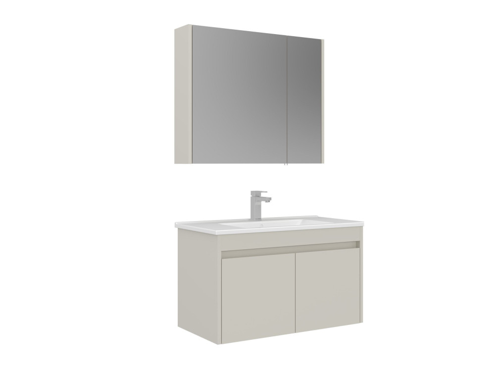 Conjunto de mueble con lavabo y espejo (2 piezas) «Arno 85» - 85 x 45 x 52 cm - Cashmere