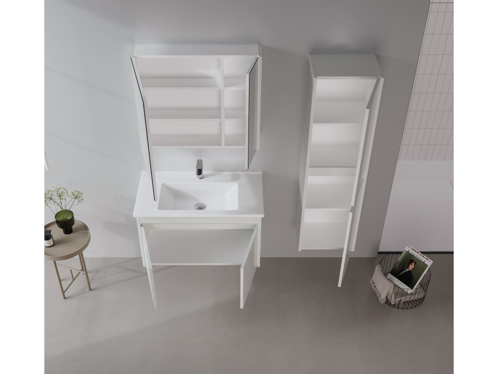 Conjunto de mueble con lavabo y espejo (2 piezas) «Arno 85» - 85 x 45 x 52 cm - Cashmere