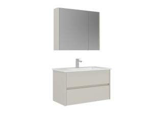 Conjunto de mueble con lavabo y espejo (2 piezas) «Arno 85» - 85 x 45 x 52 cm - Cashmere