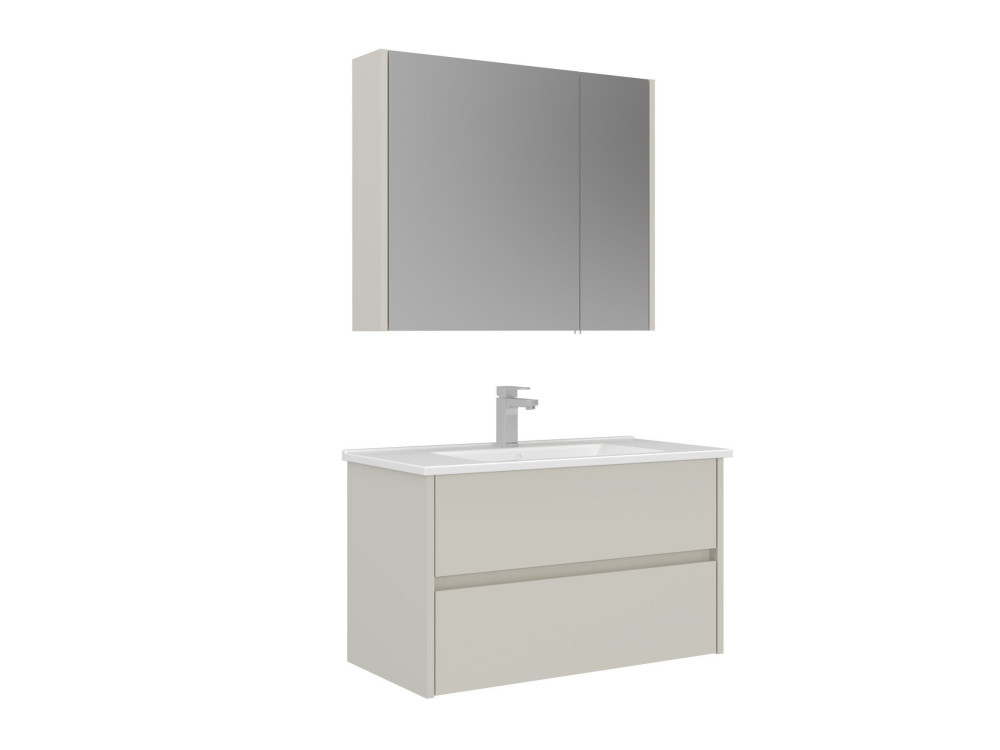 Conjunto de mueble con lavabo y espejo (2 piezas) «Arno 85» - 85 x 45 x 52 cm - Cashmere