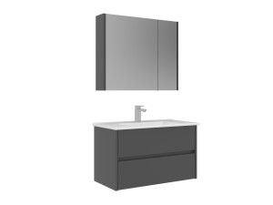 Conjunto de mueble con lavabo y espejo (2 piezas) «Arno 85» - 85 x 45 x 52 cm - Gris