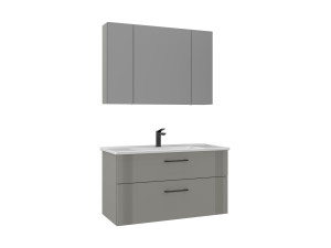 Conjunto de mueble con lavabo y espejo (2 piezas) «Bari 100 v2» - 100 x 45 x 55 cm - Cachemira mate