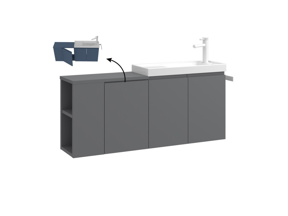 Mueble para lavabo «Ferla 110» - 110 x 22 x 45 cm - Gris mate