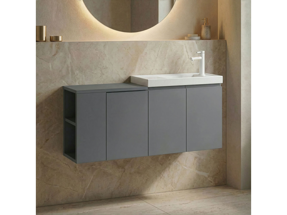 Mueble para lavabo «Ferla 110» - 110 x 22 x 45 cm - Gris mate