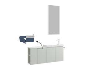 Conjunto de mueble con lavabo y espejo (2 piezas) «Ferla 110» - 110 x 22 x 45 cm - Cachemira mate