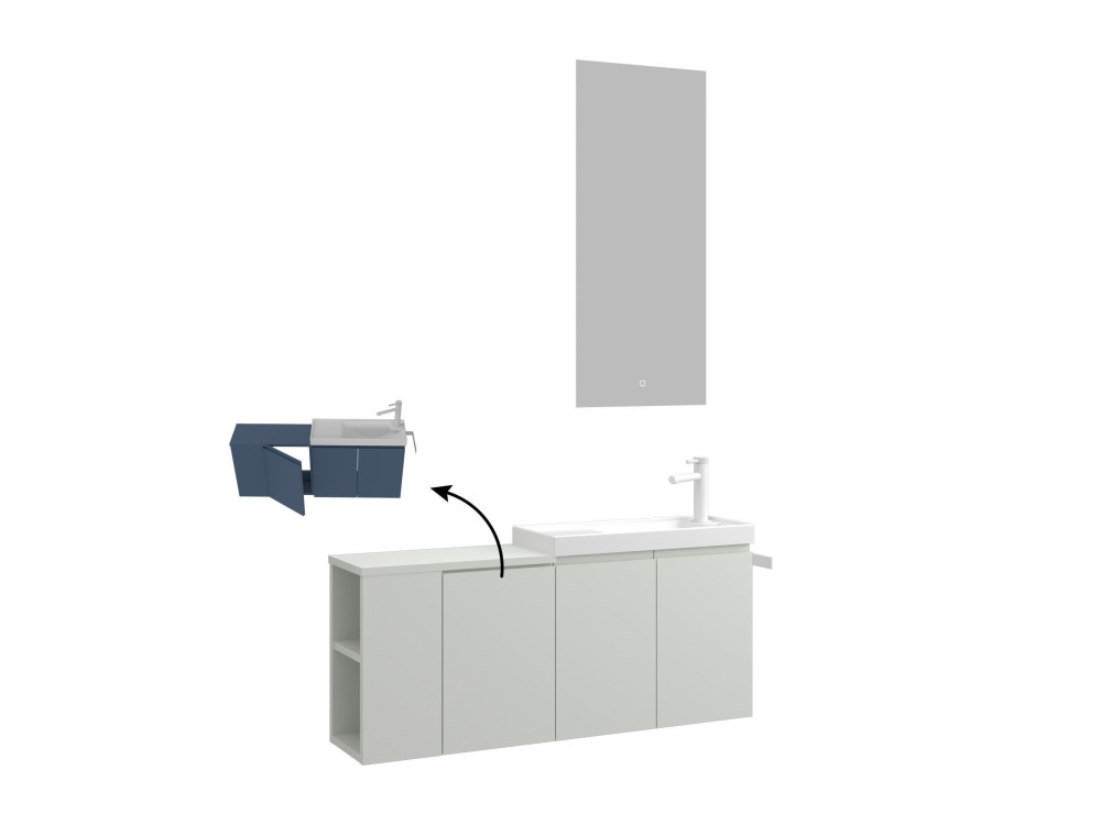Conjunto de mueble con lavabo y espejo (2 piezas) «Ferla 110» - 110 x 22 x 45 cm - Cachemira mate
