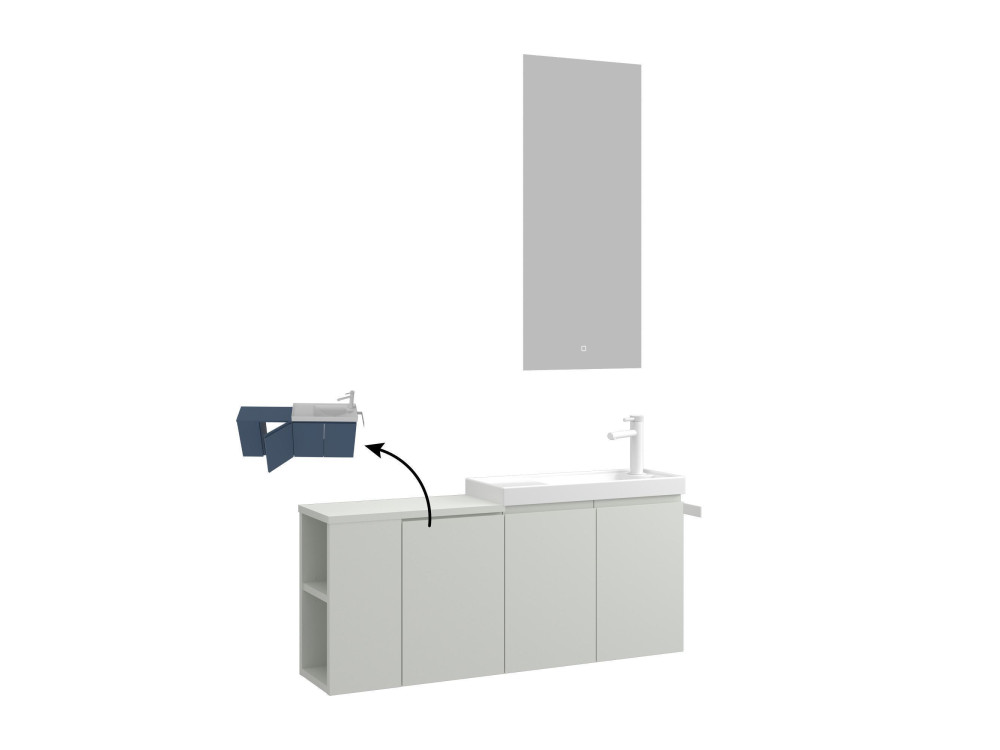 Conjunto de mueble con lavabo y espejo (2 piezas) «Ferla 110» - 40 x 22 x 45 cm - Cachemira mate