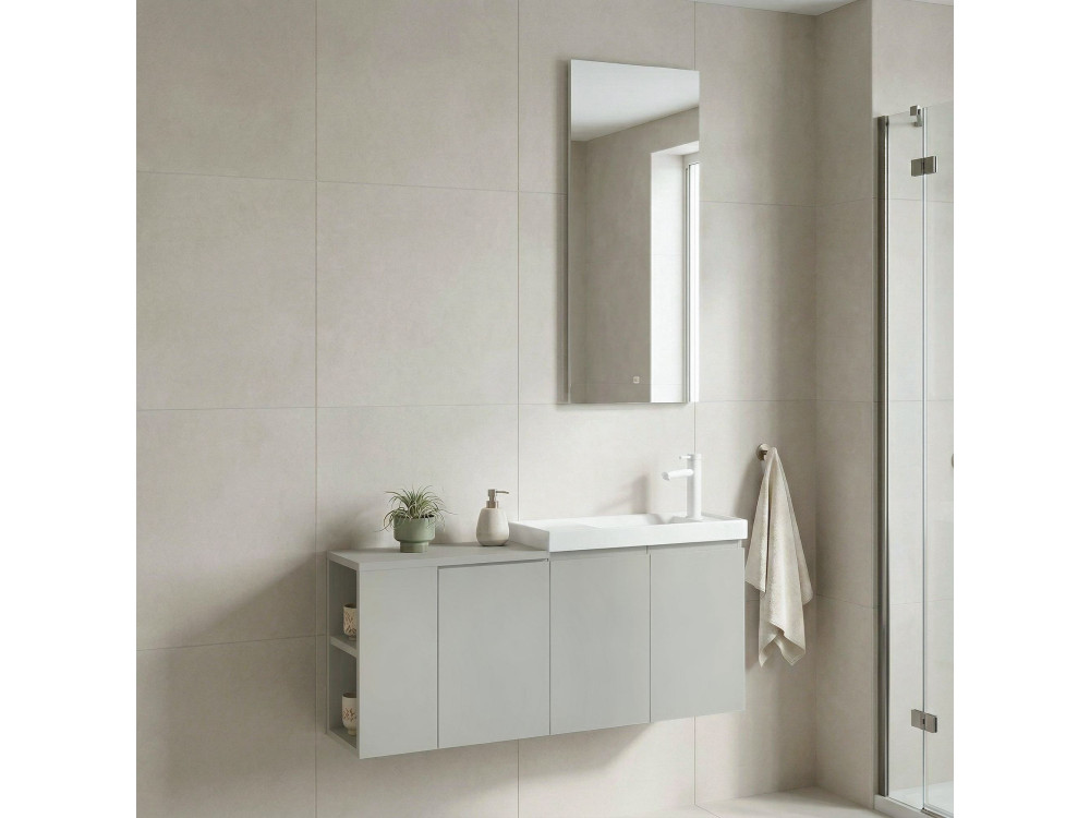 Conjunto de mueble con lavabo y espejo (2 piezas) «Ferla 110» - 40 x 22 x 45 cm - Cachemira mate