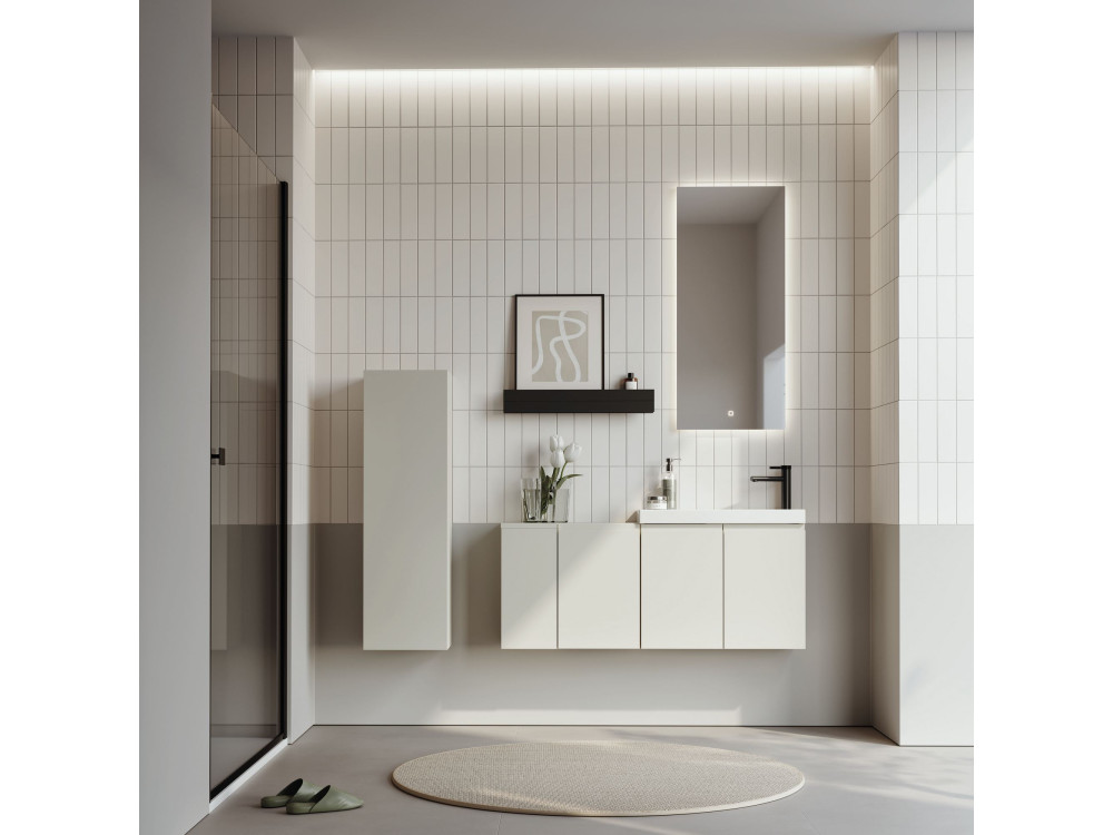 Conjunto de mueble con lavabo y espejo (2 piezas) «Ferla 110» - 40 x 22 x 45 cm - Cachemira mate