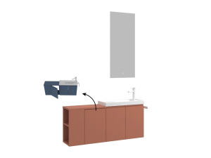 Conjunto de mueble con lavabo y espejo (2 piezas) «Ferla 110» - 110 x 22 x 45 cm - Canela mate