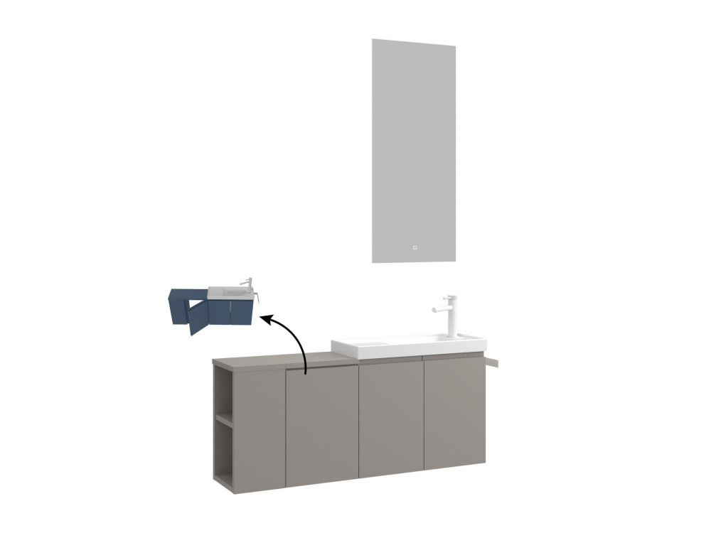 Conjunto de mueble con lavabo y espejo (2 piezas) «Ferla 110» - 110 x 22 x 45 cm - Matte Mink