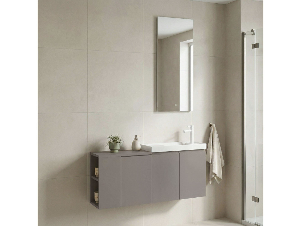 Conjunto de mueble con lavabo y espejo (2 piezas) «Ferla 110» - 110 x 22 x 45 cm - Matte Mink