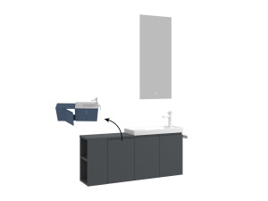 Conjunto de mueble con lavabo y espejo (2 piezas) «Ferla 110» - 110 x 22 x 45 cm - Antracita mate
