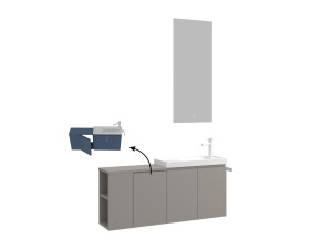 Conjunto de mueble con lavabo y espejo (2 piezas) «Ferla 110» - 110 x 22 x 45 cm - Matte Mink