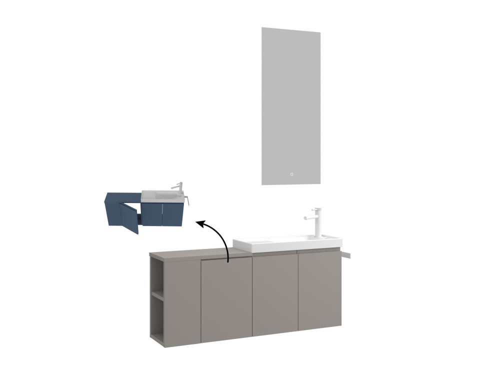 Conjunto de mueble con lavabo y espejo (2 piezas) «Ferla 110» - 110 x 22 x 45 cm - Matte Mink