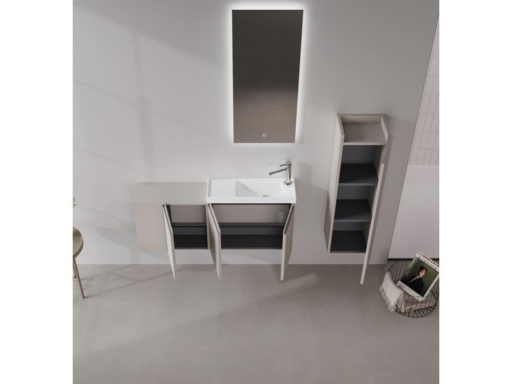 Conjunto de mueble con lavabo y espejo (2 piezas) «Ferla 110» - 110 x 22 x 45 cm - Matte Mink