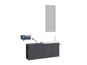 Conjunto de mueble con lavabo y espejo (2 piezas) «Ferla 110» - 40 x 22 x 45 cm - Antracita mate