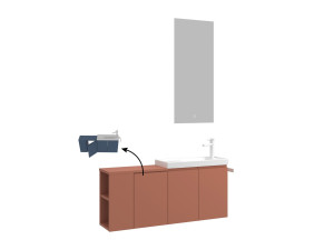 Conjunto de mueble con lavabo y espejo (2 piezas) «Ferla 110» - 110 x 22 x 45 cm - Canela mate
