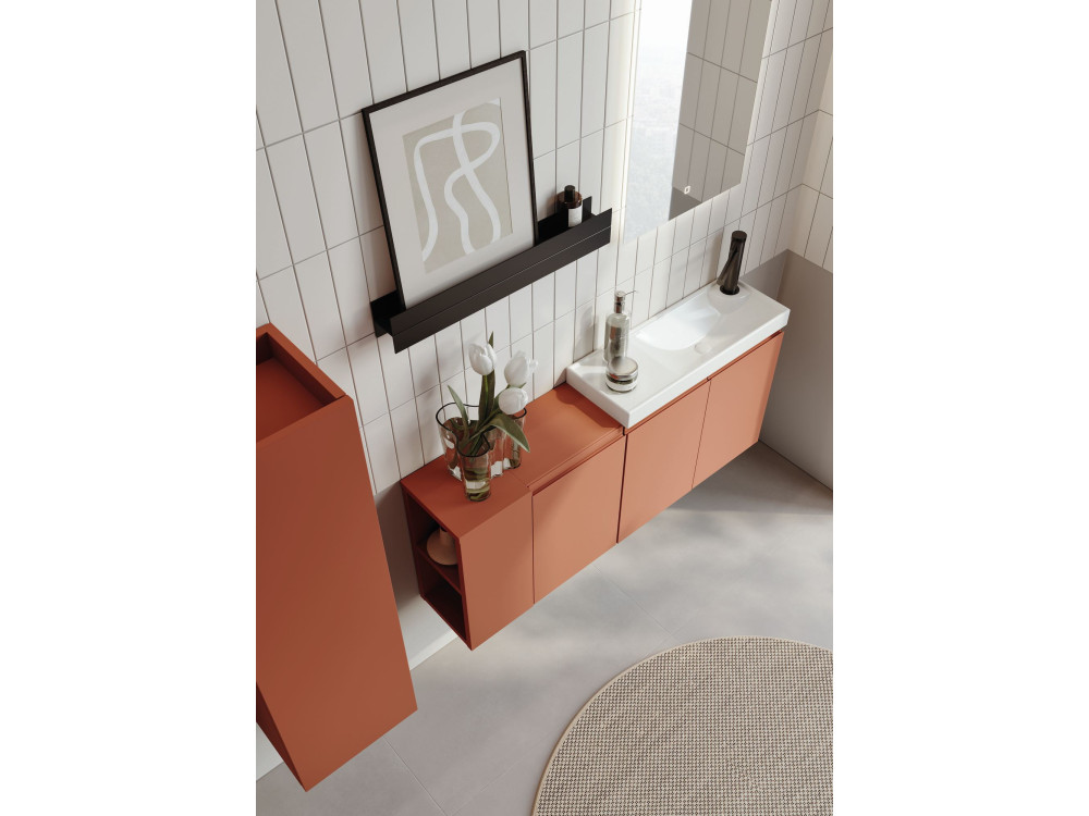 Conjunto de mueble con lavabo y espejo (2 piezas) «Ferla 110» - 110 x 22 x 45 cm - Canela mate