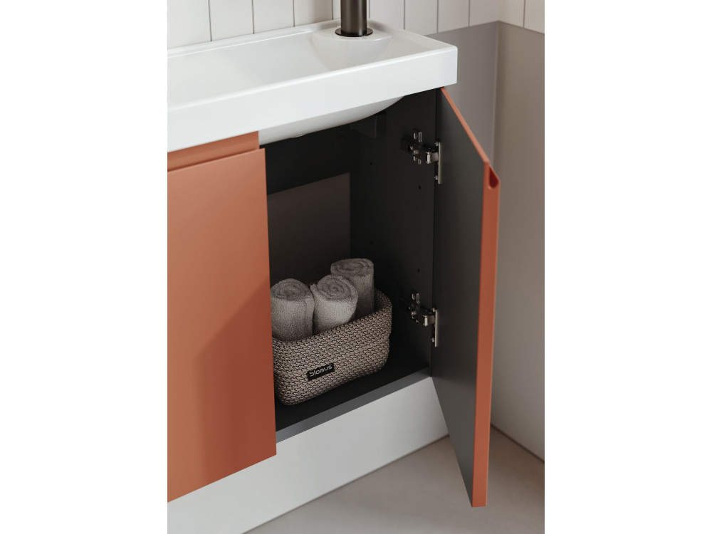 Conjunto de mueble con lavabo y espejo (2 piezas) «Ferla 110» - 110 x 22 x 45 cm - Canela mate