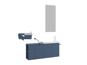 Conjunto de mueble con lavabo y espejo (2 piezas) «Ferla 110» - 110 x 22 x 45 cm - Azul mate