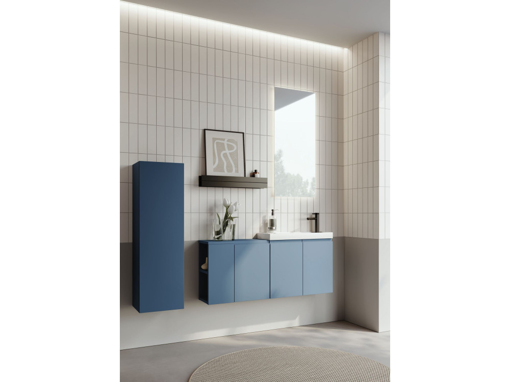 Conjunto de mueble con lavabo y espejo (2 piezas) «Ferla 110» - 110 x 22 x 45 cm - Azul mate