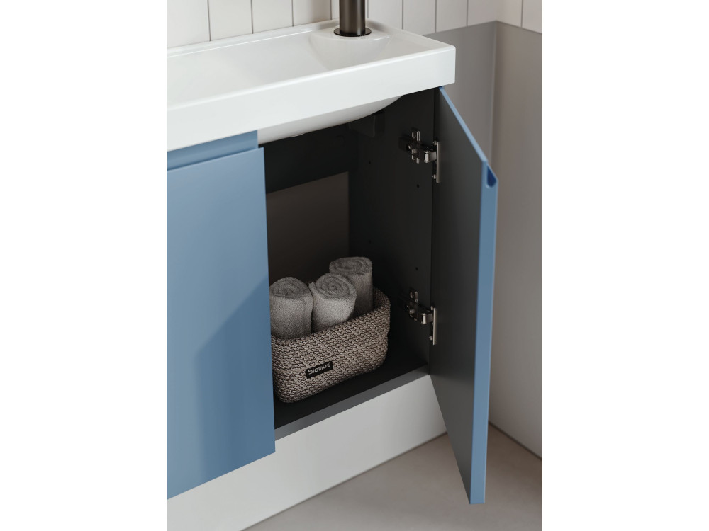 Conjunto de mueble con lavabo y espejo (2 piezas) «Ferla 110» - 110 x 22 x 45 cm - Azul mate