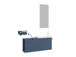 Conjunto de mueble con lavabo y espejo (2 piezas) «Ferla 110» - 40 x 22 x 45 cm - Azul mate